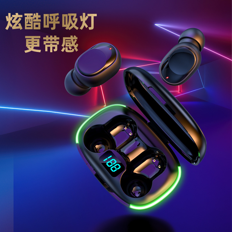 Cross-Border Private Model Y70 Wireless Charger Bluetooth Headset with Digital Display LED Ambient Light Bluetooth 5.1 Mini in-Ear Y80
