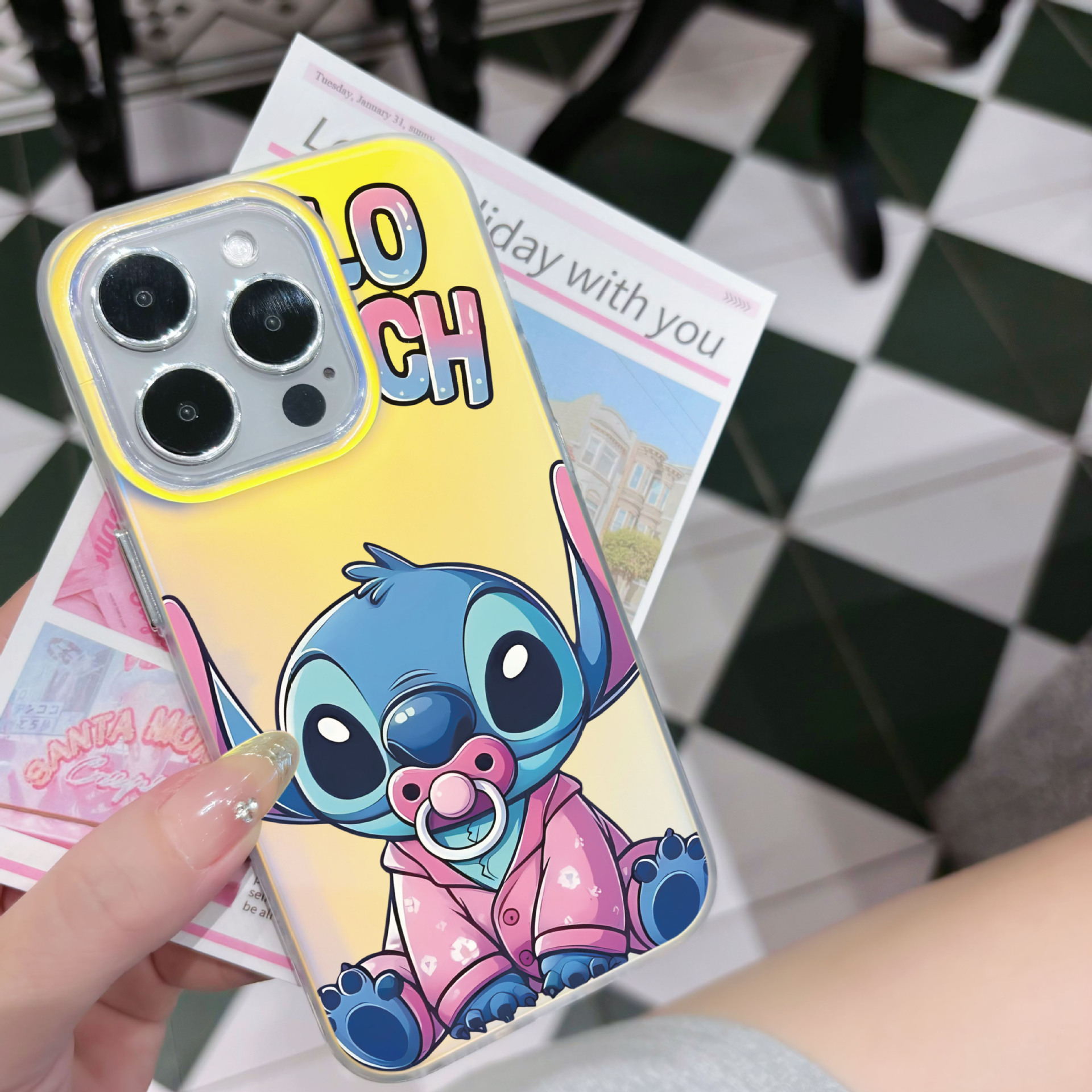 适用iPhone16手机壳iphone15promax1121413潮跨境变色龙IMD史迪仔