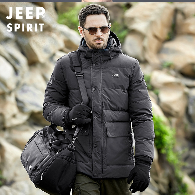 jeep吉普2023新款冬季白鸭绒羽绒服青年白鸭绒休闲男加厚外套2133