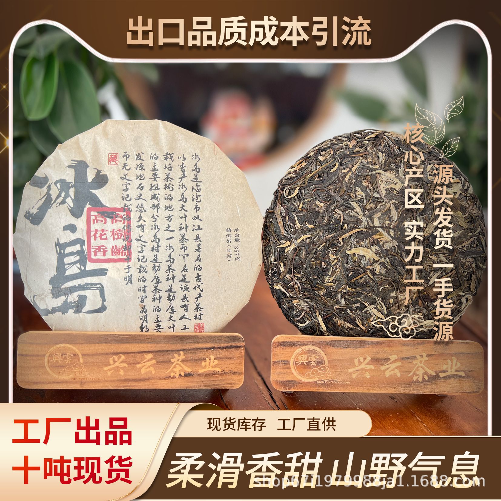云南勐海高山大叶种普洱茶冰岛生茶高树龄高花香357g饼茶出口品质