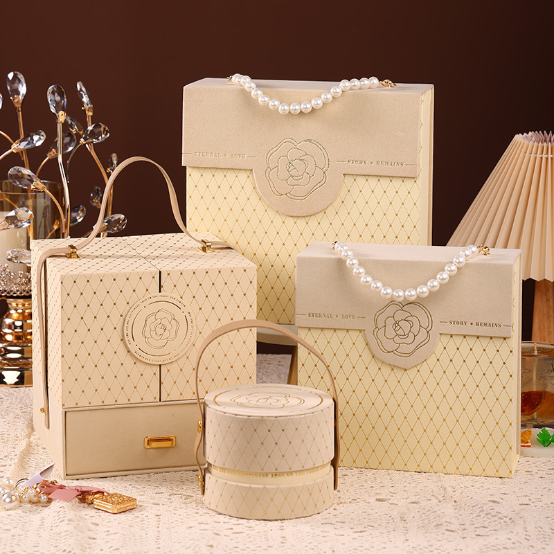High-End Pearl Hand Hand Gift Box Box Camellia Gift Box Wedding Bridesmaid Return Gift Wedding Candies Box