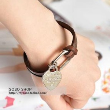 欧美外贸 棕色皮革桃心爱心手链 手链批发赠品b77-阿里巴巴