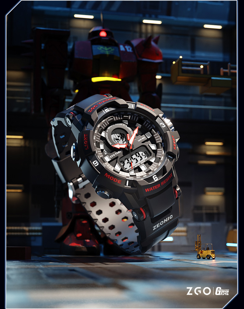 高达正品电子手表男学生时尚潮流大表盘男士运动防水闹钟电子表男