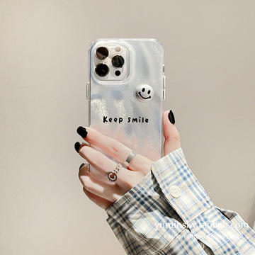 yumin sky·适用电镀银smile笑脸15苹果14promax手机壳iphone12新