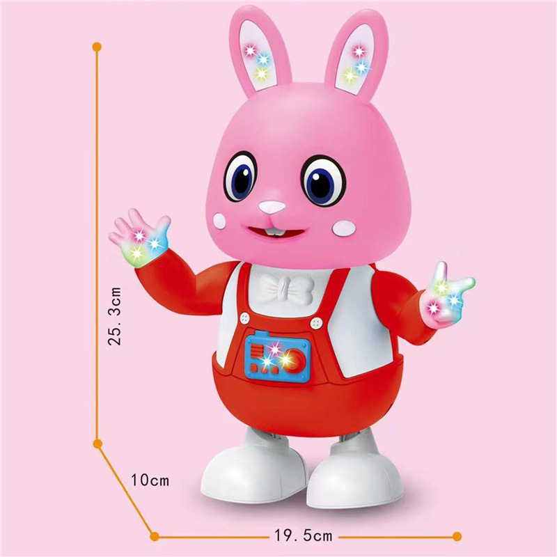 Children's Electric Dancing Rabbit Luminous Music Cartoon Bunny Walking Stall TikTok Children's Toys Wholesale