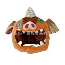 跨境Zelda Link Pig Head Hat Plush塞尔达猪头帽子cosplay道具