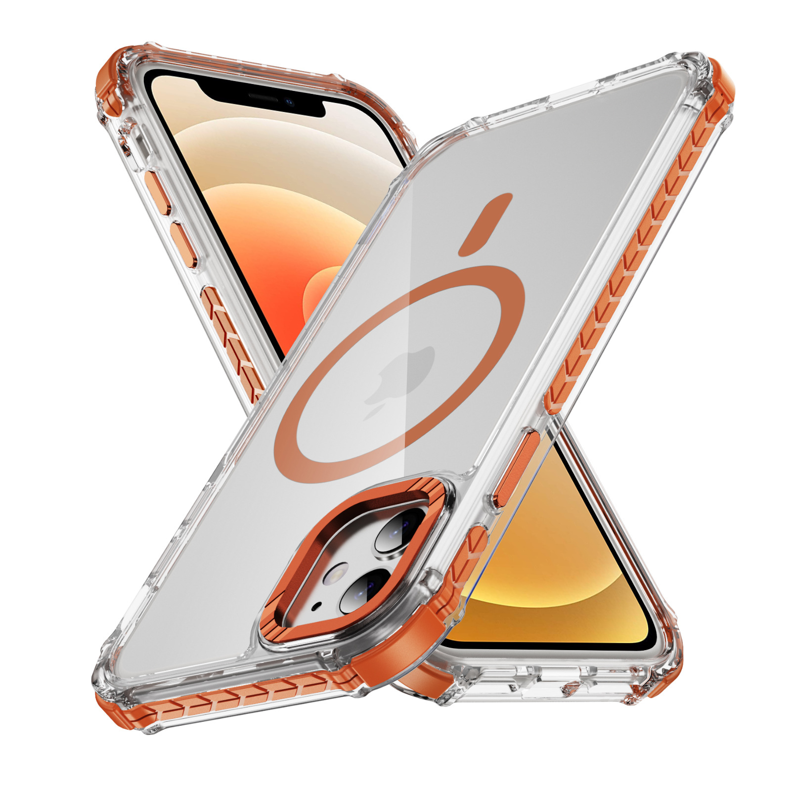 外贸新品爆款保护套适用于iphone 12撞色边磁环彩虹1号手机壳批发