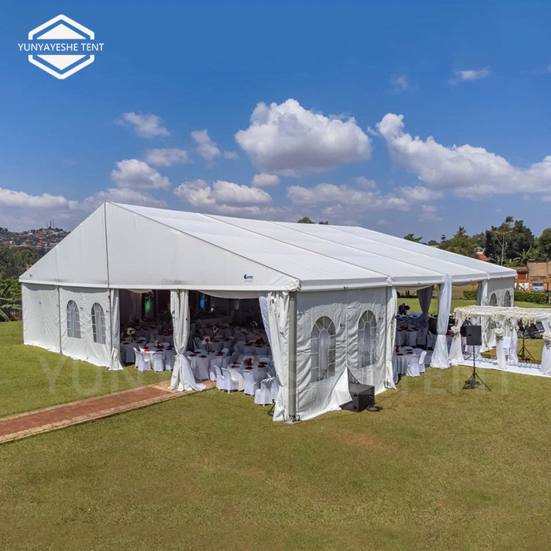 15米宽铝合金帐篷 人字顶篷房 草坪婚礼宴会遮阳棚 德国大棚 pvc