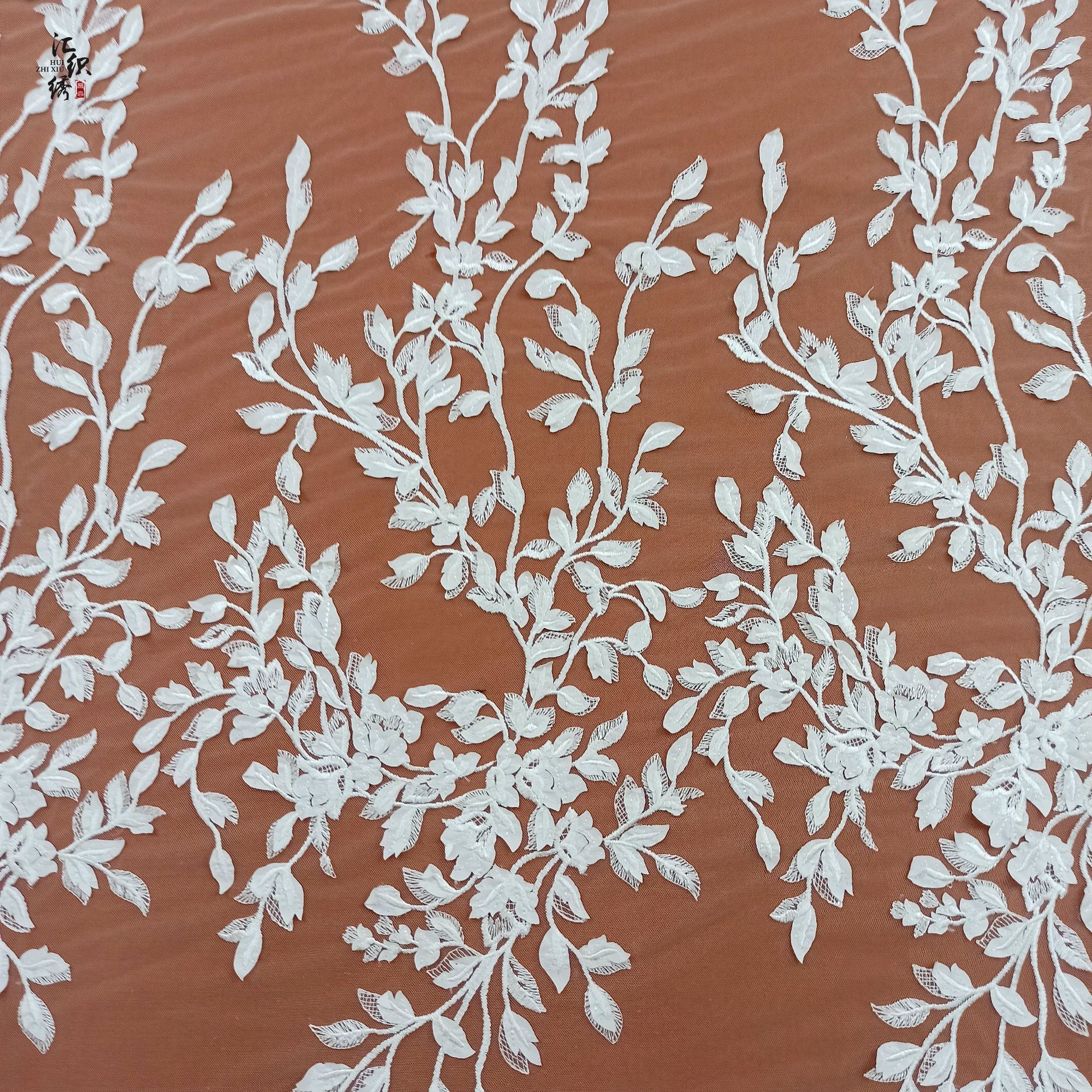 网纱激光贴花刺绣 立体激光蕾丝绣花布 高端女装婚纱礼服时装面料