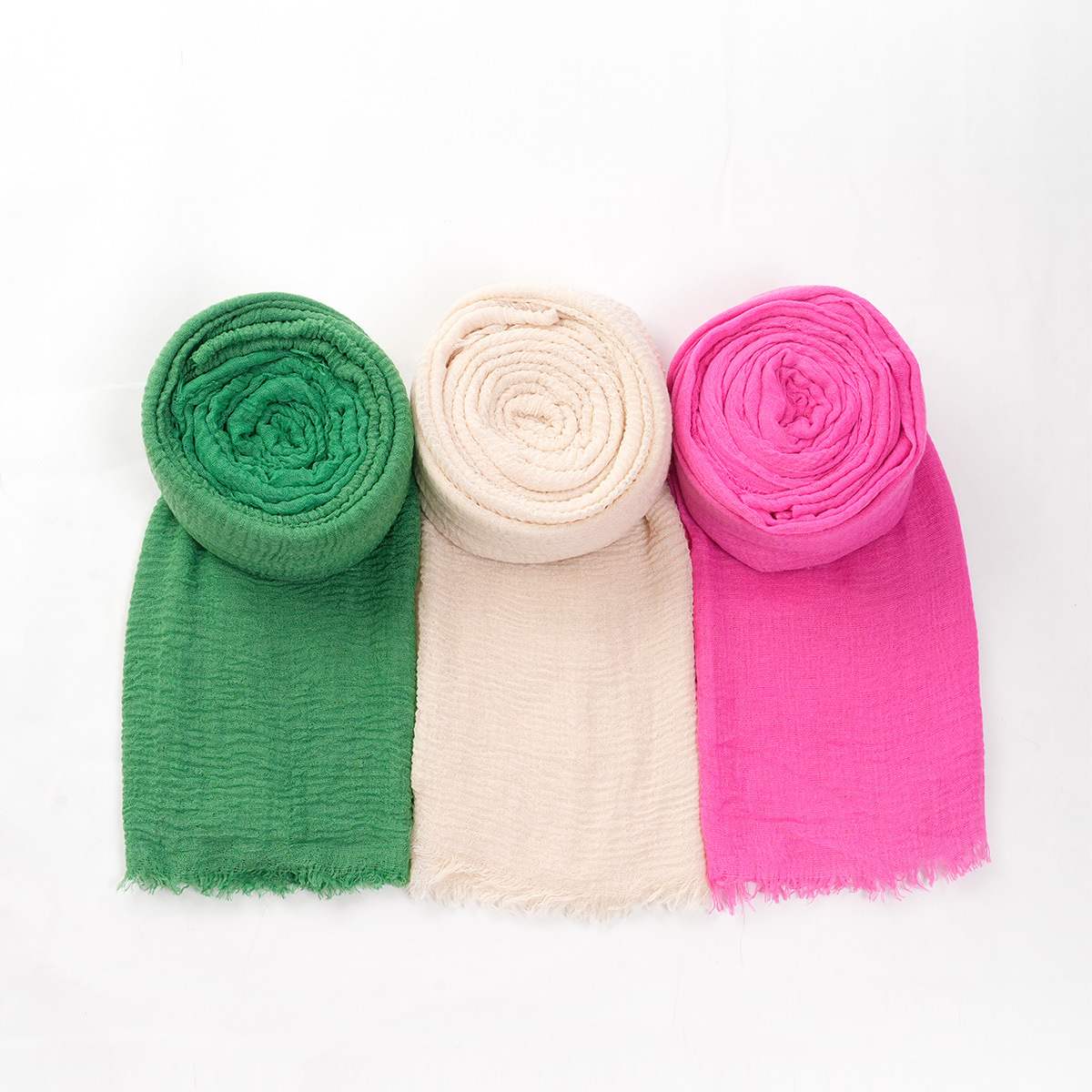 Exclusive for Cross-Border New 1 Group 3 Pack Solid Color Cotton and Linen Scarf Women's Artistic Sunscreen Scarf Small Scarf Beach Scarf