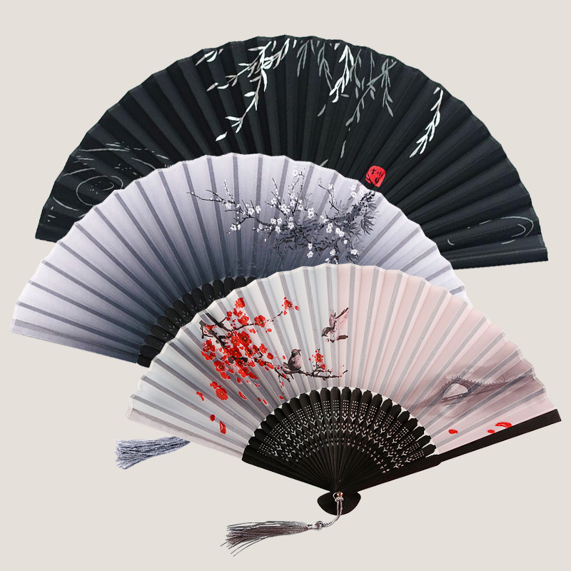 folding fan bamboo antique fan hanfu chinese style small fan smile fan student gift fan