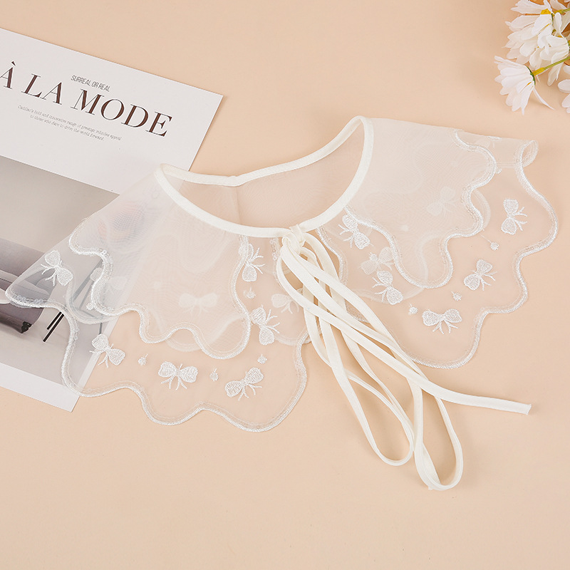 假领子女秋冬亮片刺绣假领大披肩假衬衫衣领公主领娃娃领