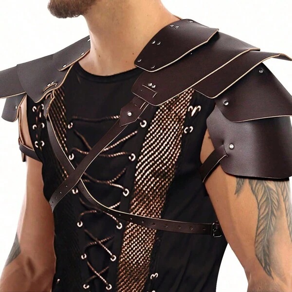欧洲中世纪复古骑士肩甲棕色维京盔甲护肩肩甲cosplay舞台服装