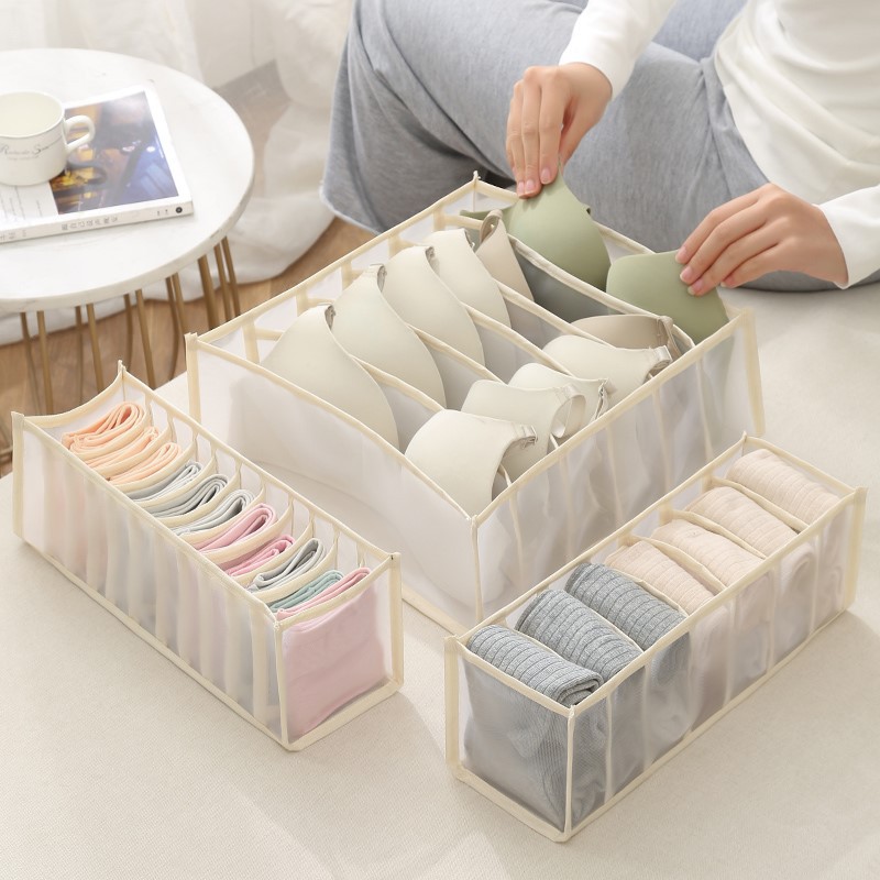 Underwear Storage Box Household Grid Drawer Fabric Multi-Functional Internet Celebrity Three-in-One Panty Socks Bra Artifact