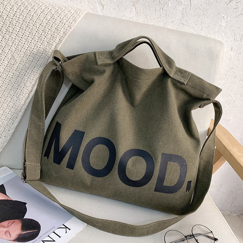 Solid Color Printing Canvas Bag Trendy Men Canvas Shoulder Messenger Bag Large Capacity Totes Casual Men's Large Size Handbag