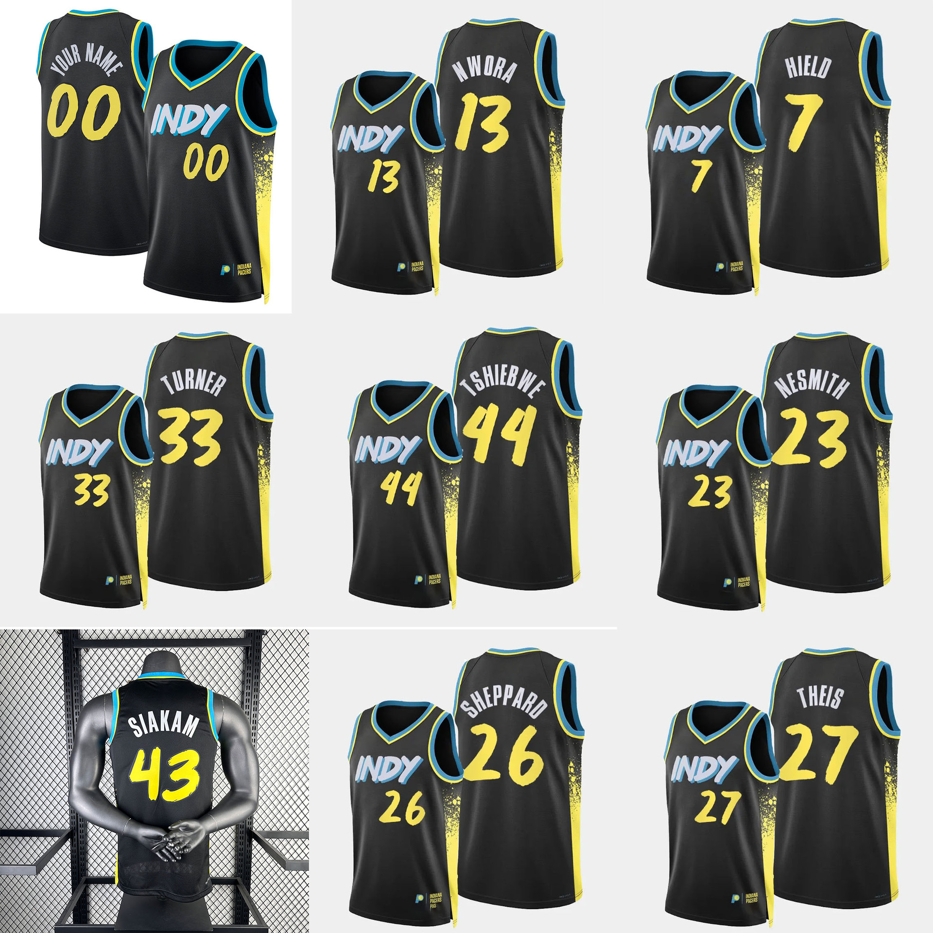 跨境球服外贸单步行者0号哈里伯顿24赛季城市版热压款球衣批发