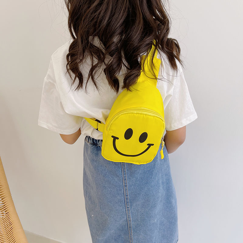 Wholesale Children's Chest Pack Cartoon Printed Crossbody Bag Fashion Smiley Shoulder Bag Mini Children's Pocket Money Small Backpack