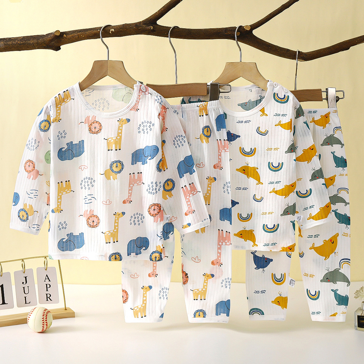 2023 New Children's Cotton Homewear Suit Summer Long-Sleeve Pajamas Thin Air Conditioning Room Clothes Men's and Women's Clothing