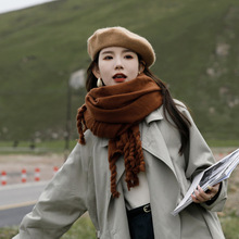 新疆西藏云南雪山旅游拍照披肩2023围巾女冬季加厚两用民族风斗篷