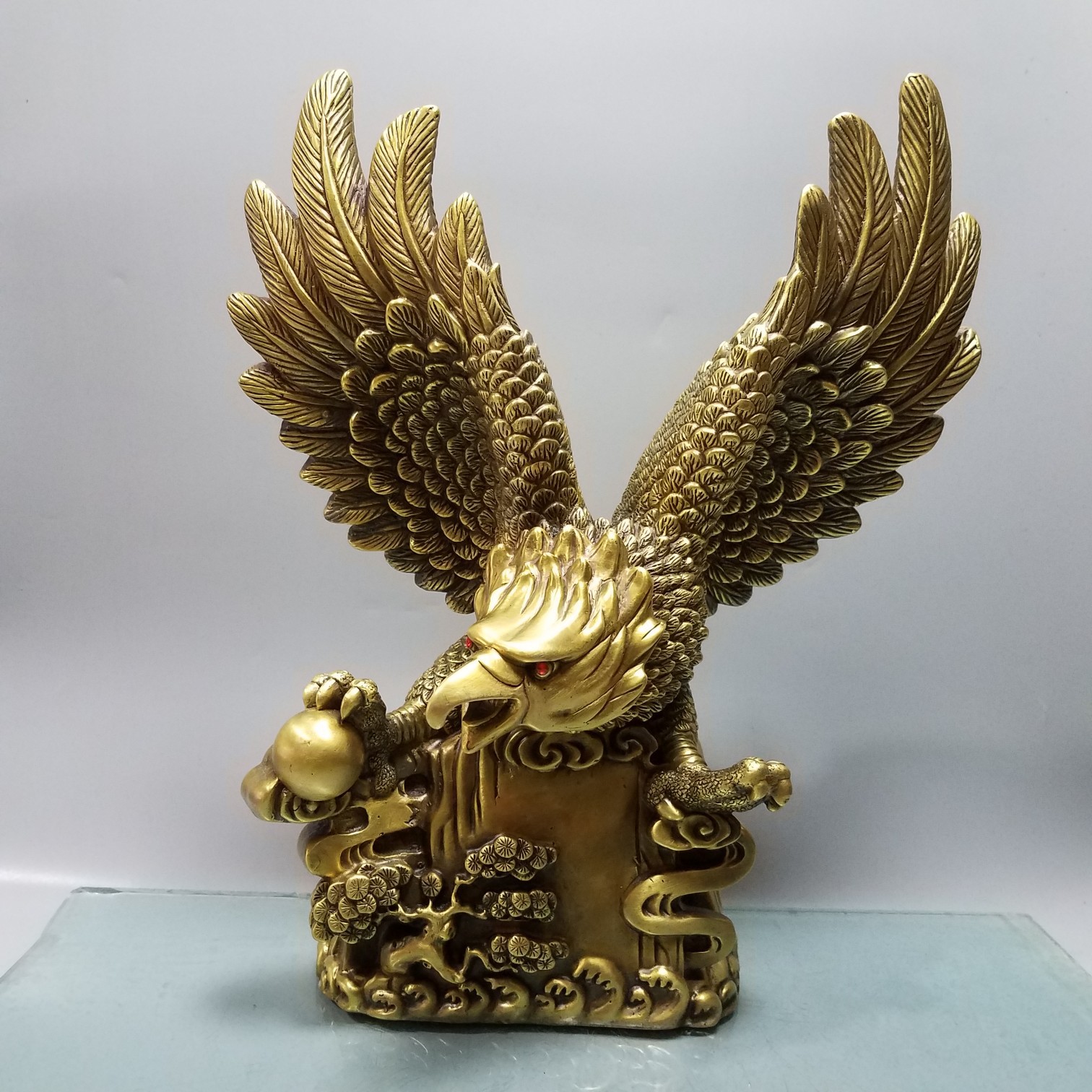 纯铜大展宏图老鹰摆件雄鹰展翅鹏程万里旺事业风水装饰品