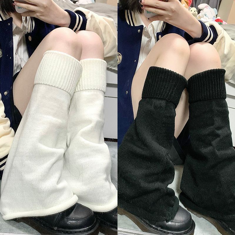 Japanese Style Knitting Leg Warmer JK Bunching Socks Soft Girl Y2g Subculture Foot Sock Millennium Summer Harajuku Slimming Foot Sock