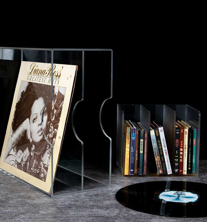 一体式亚克力黑胶唱片收纳架cd dvd留声机透明碟片大容量展示盒