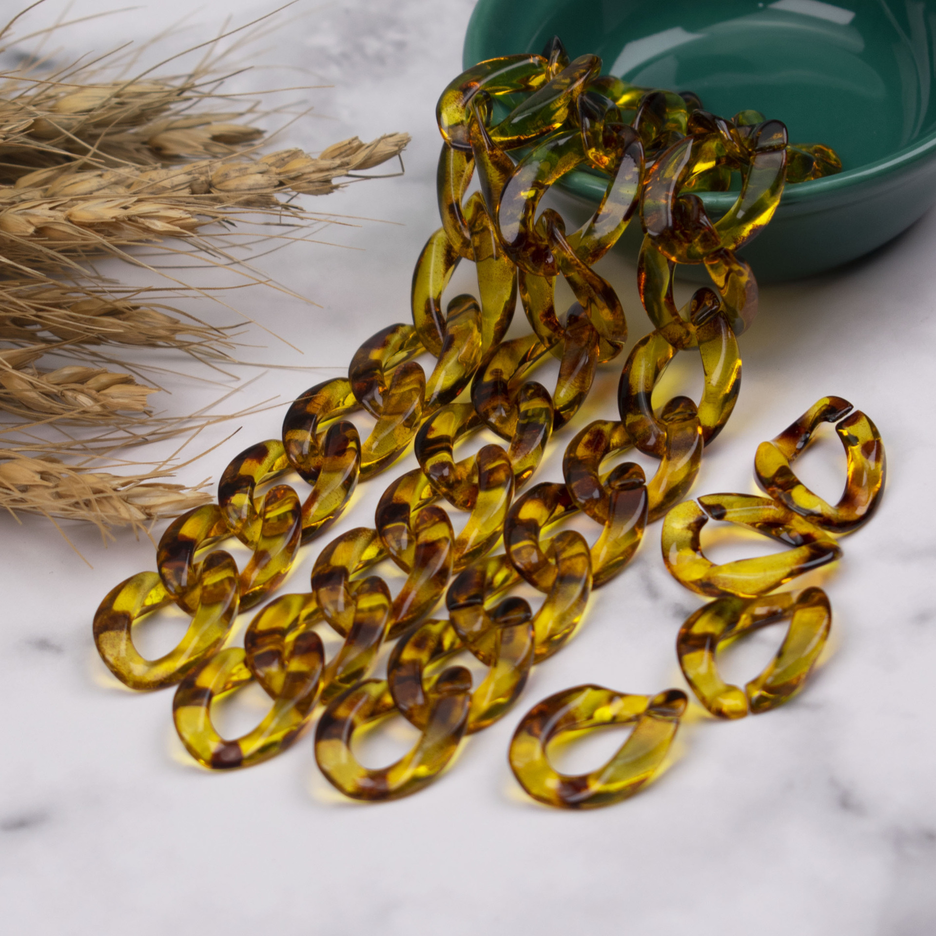 亚克力塑料玳瑁豹纹色17*23链条插扣开口圈饰品手机壳口罩链配件