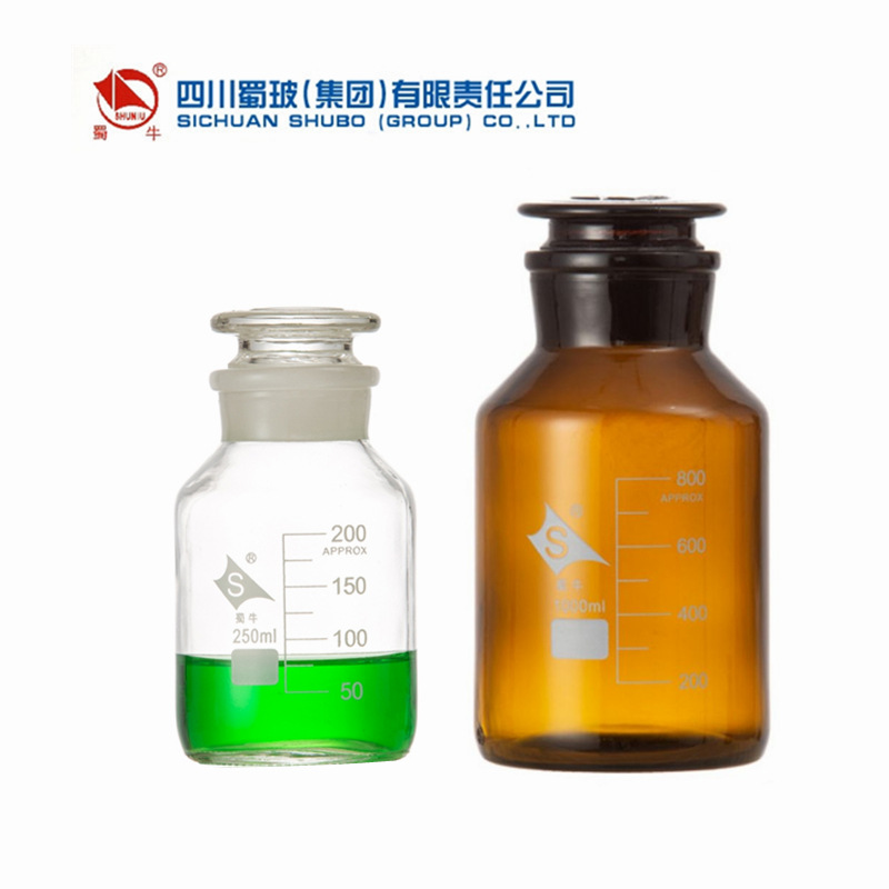 蜀牛蜀玻白广口瓶棕广口瓶玻璃大口试剂瓶大口瓶耐高温高硼硅磨口