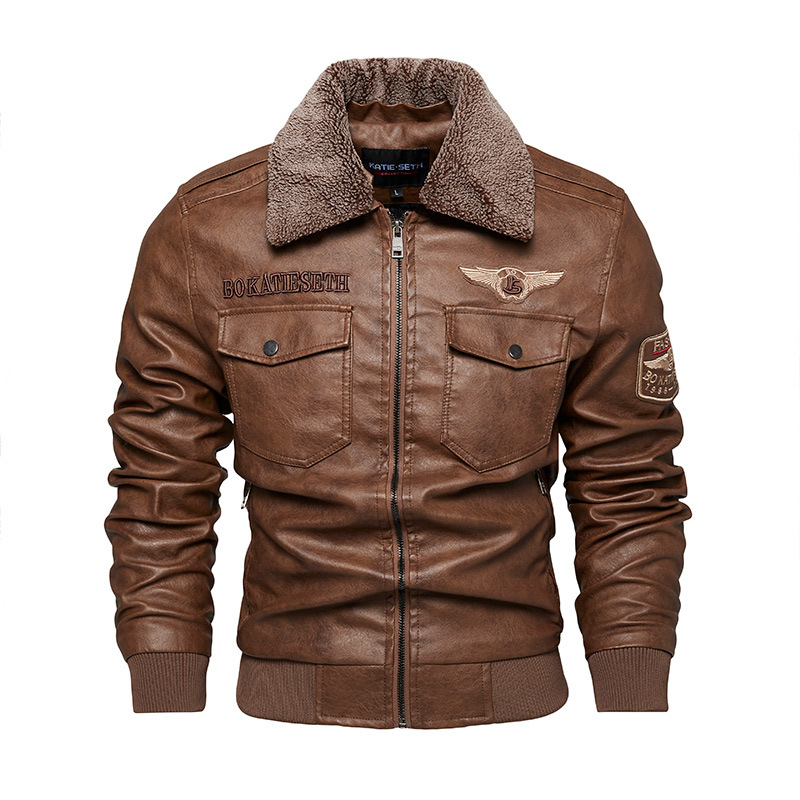 Cross-Border Amazon Men's Leather Coat Men's Autumn and Winter Korean Slim Trendy Handsome Motorcycle PU Leather Jacket Men's Clothing