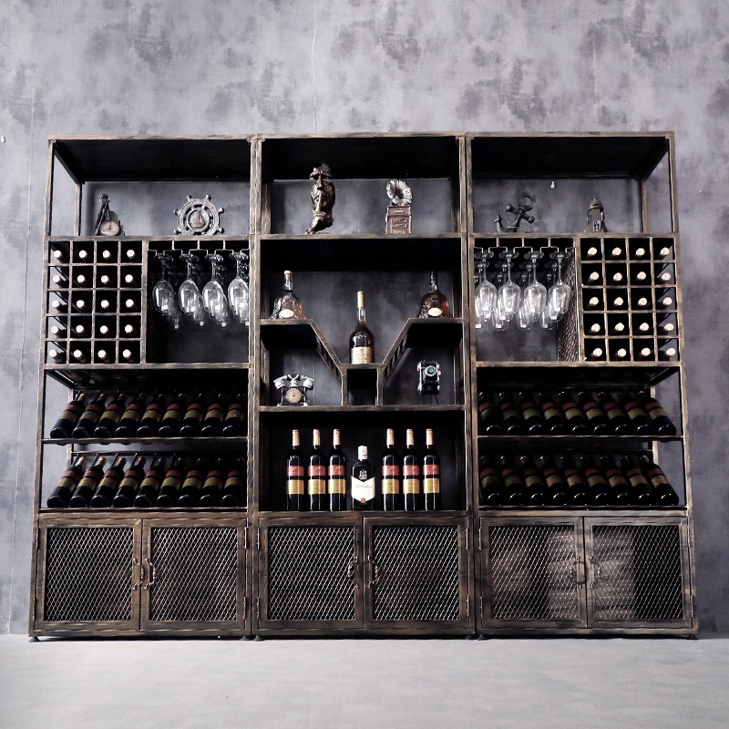 铁艺红酒展示柜红酒货架葡萄酒展柜挂酒杯红酒柜酒窖酒柜