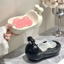 浴室陶瓷肥皂碟 创意蜗牛造型不积水香皂收纳盒 沥水肥皂托盘摆件