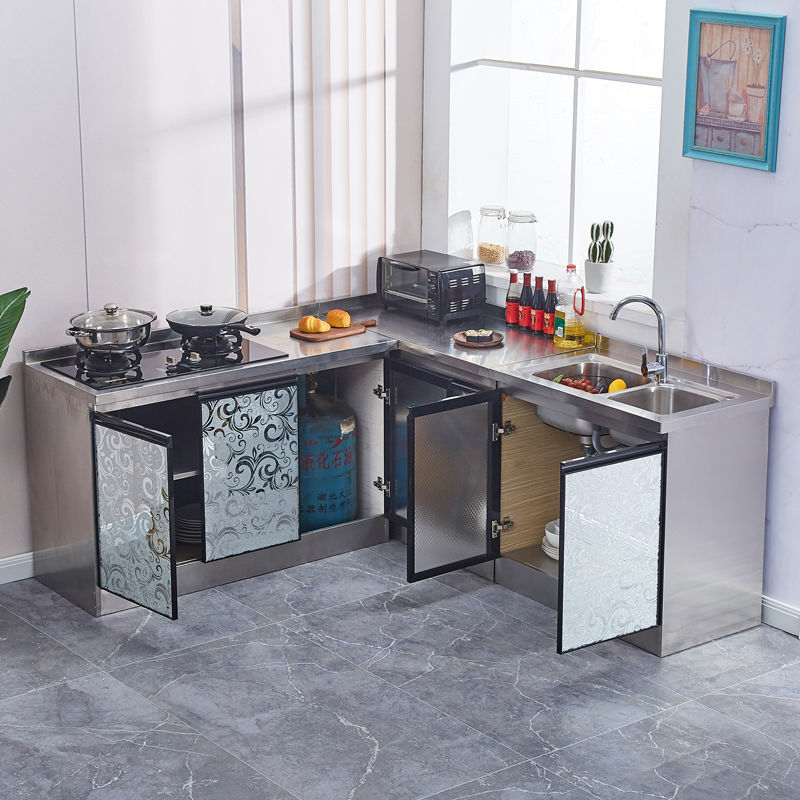 整体橱柜不锈钢厨房简易灶台一家用厨房组装经济型厨速卖通亚马逊