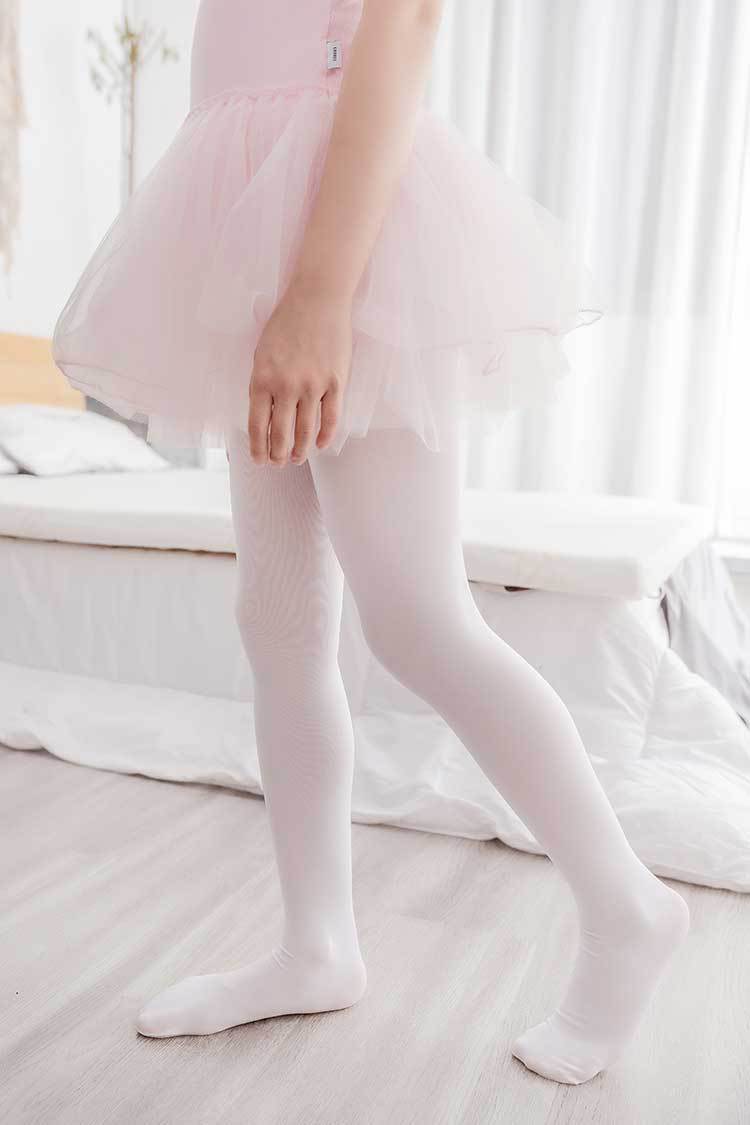 六指鼠白色春夏天鹅绒不透肉女童连裤袜薄款考级加档加档舞蹈童袜