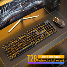 RAIKU雷魁 T28游戏发光键盘鼠标USB悬浮机械手感有线键鼠套装跨境
