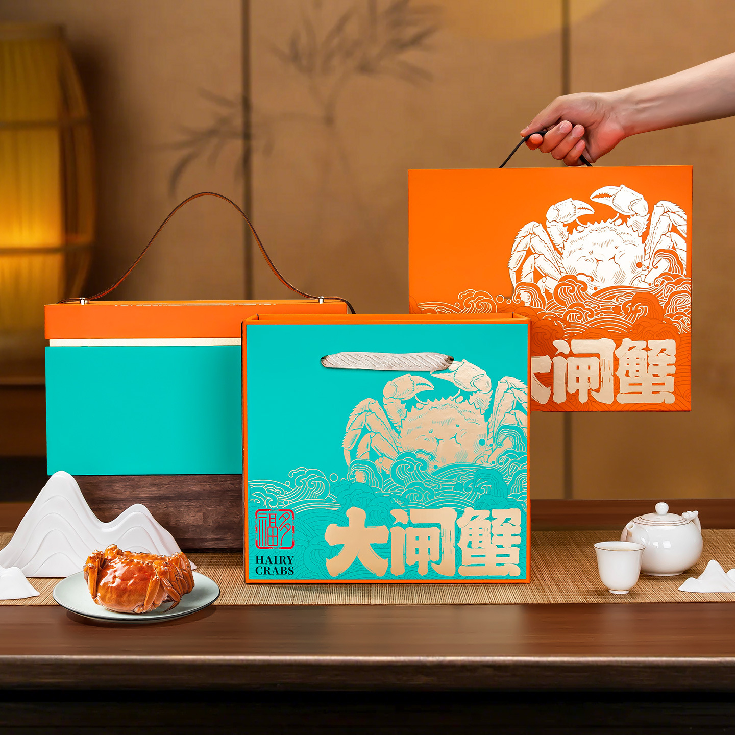yangcheng lake hairy crab gift box mid-autumn festival gift portable box hairy crab gift box gift box