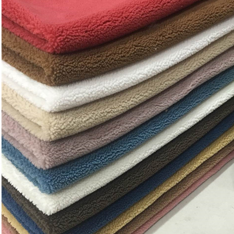 小颗粒羊剪绒面料 羊羔绒羊绒女装童装毛皮一体复合面料现货批发