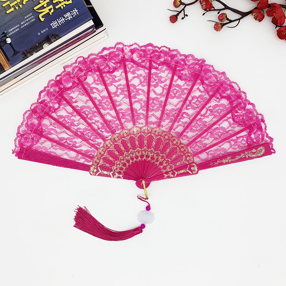 European Style Vintage Lace Women's Fan Summer Orchid Fan Dance Performance Photography Photo Props Folding Fan