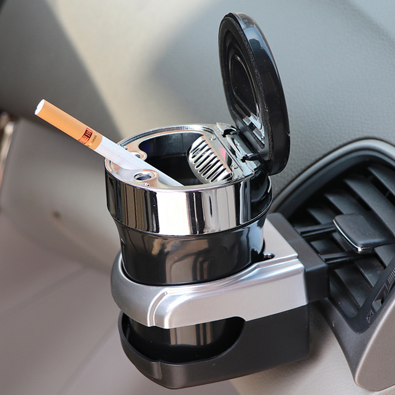 8成交7025个碳纤维汽车烟灰缸 出风口可悬挂式车载烟缸带led灯夜光