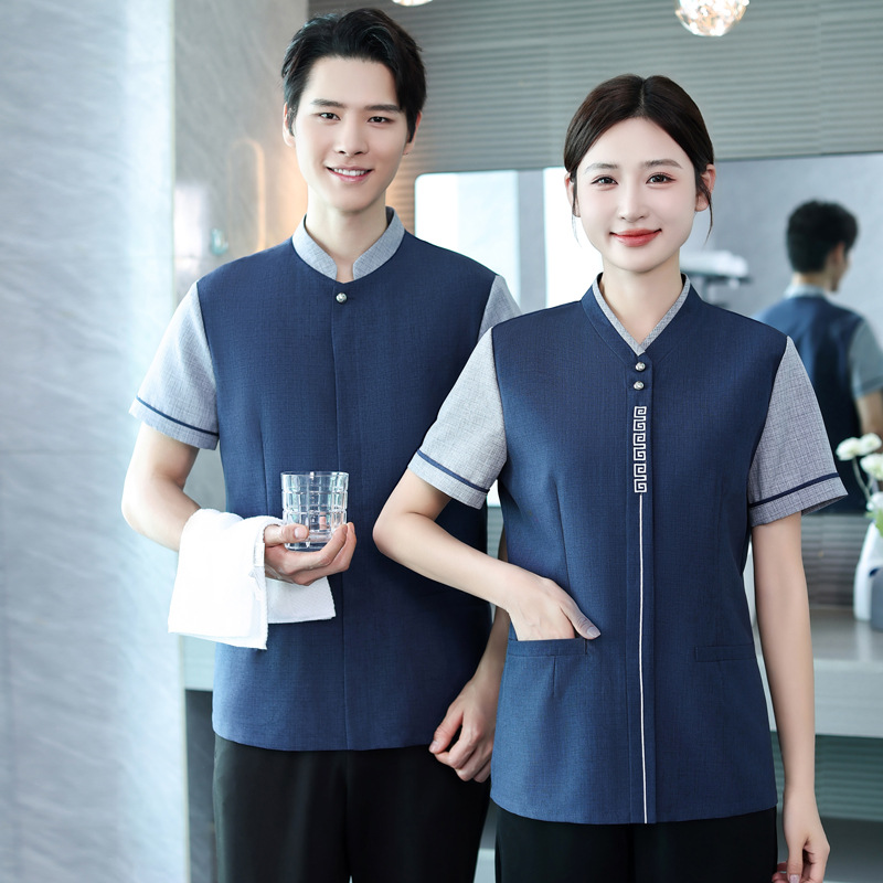 男女款短袖保洁服 酒店客房服务员小区物业清洁工作服夏装半袖