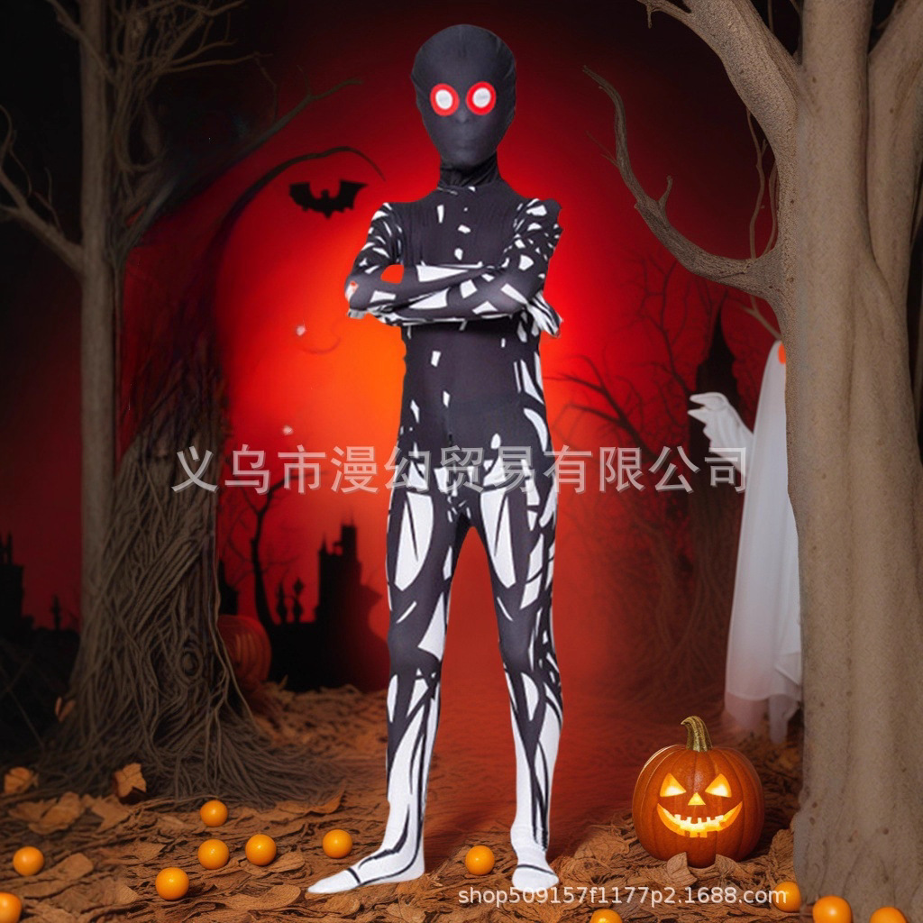 万圣节儿童cos树妖连体衣恐怖面具角色扮演服装复活节派对演出服