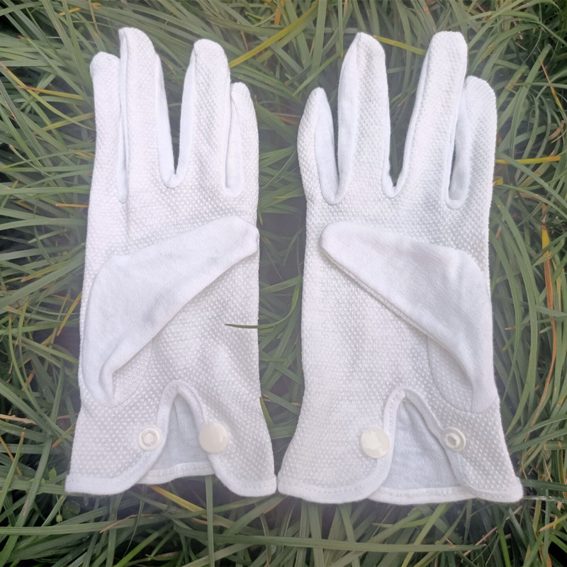 中扣三筋手套白色点塑全棉礼仪防滑作业接待保安升旗开车防护手套