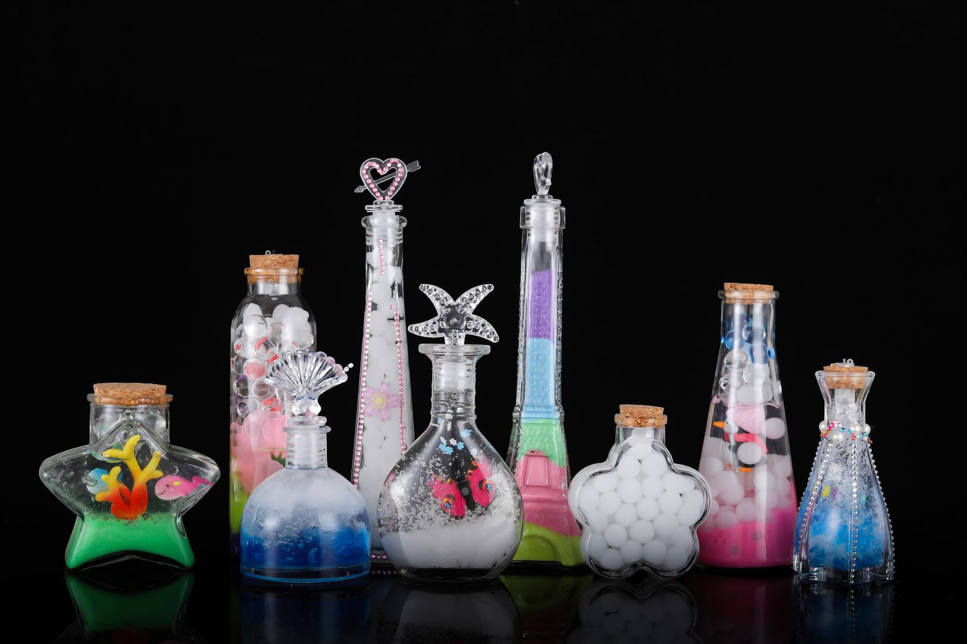 批发diy许愿瓶 布丁玻璃木塞创意星空瓶漂流瓶幸运星吸水珠彩虹瓶