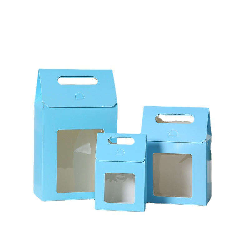 Exclusive for Cross-Border Gift Box Small Fresh Self-Supporting Gift Box Simple Solid Color Portable Window Kraft Box