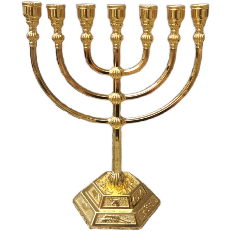 基督教节日发礼品金灯台信徒居家摆件浪漫7头家用金属犹太教烛台
