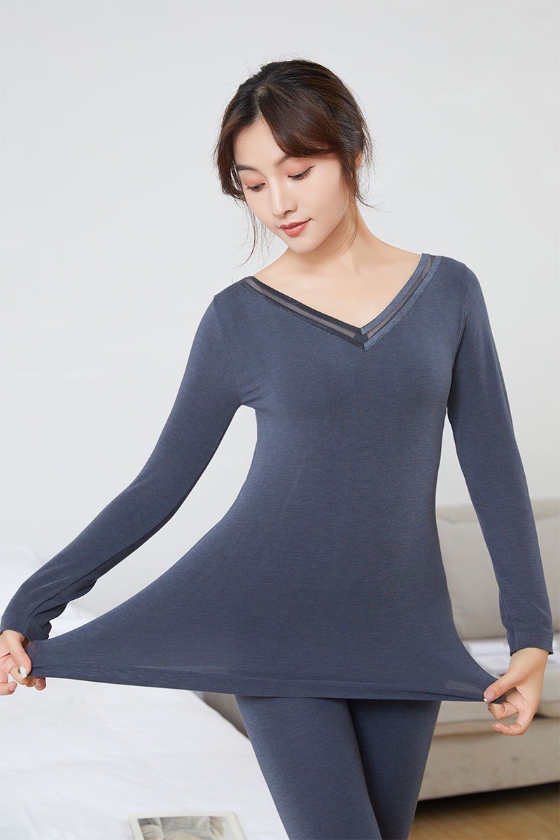 秋冬款无缝美体保暖内衣女士修身时尚打底秋衣秋裤套装6085