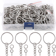 450个钥匙圈带链 25光圈带链子金属钥匙扣挂件钥匙圈链环跨境货源