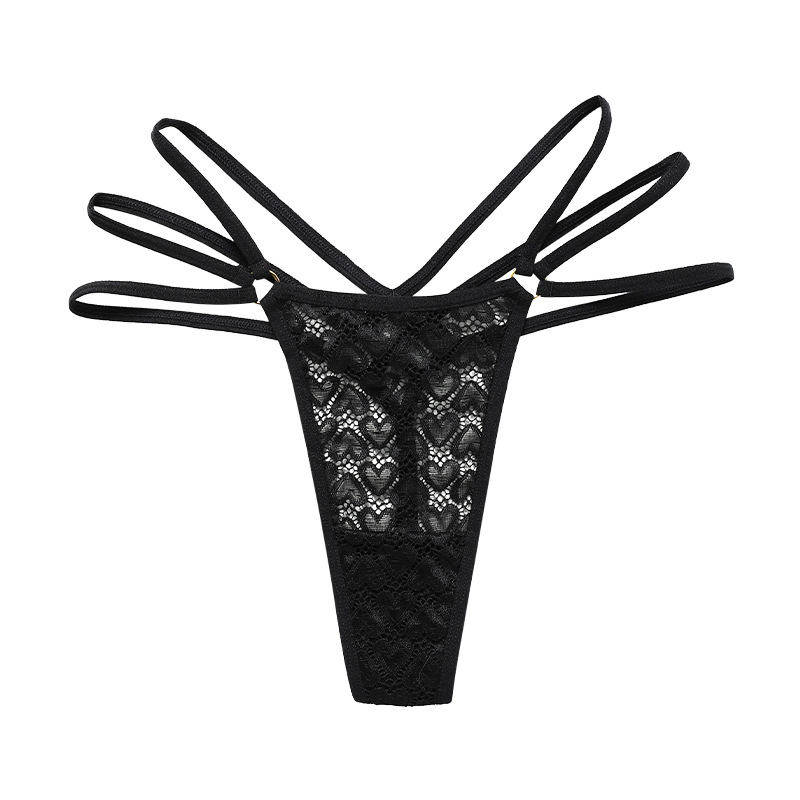 Exquisite Thin Strap with a Rope Hot Sexy T-Shaped Panties Sexy Lace plus Size Cotton Crotch Breathable T-String for Women Underwear