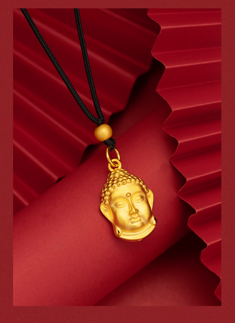 金版国潮佛头吊坠越南沙金网红款精品3d古法平安佛头挂坠男女同款