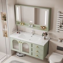 阳台新款橡木烤漆浴室柜陶瓷一体盆小户型卫生间洗脸盆组合洗漱台