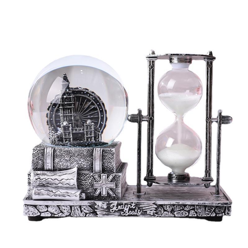 American Retro Ferris Wheel Music Box Timer Hourglass Creative Home Desktop Resin Gift Decoration Ornaments